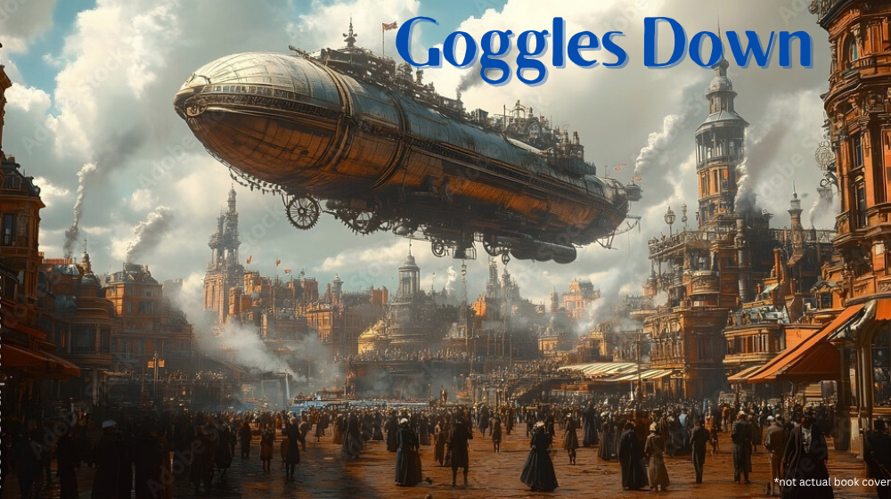 Airship over a Victorian city